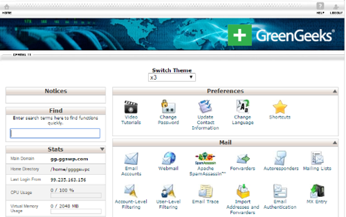 greengeeks-cpanel - IsItWP - Free WordPress Theme Detector GreenGeeks cpanel