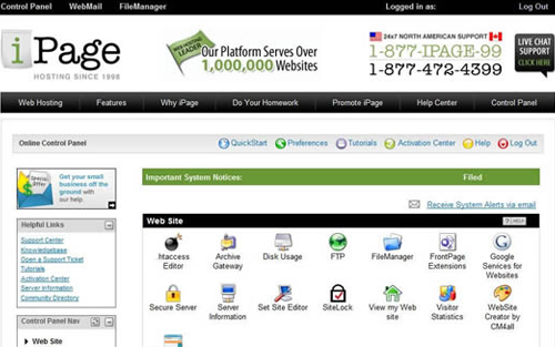 ipage-control-panel - IsItWP - Detetor de temas WordPress gratuito iPage control panel