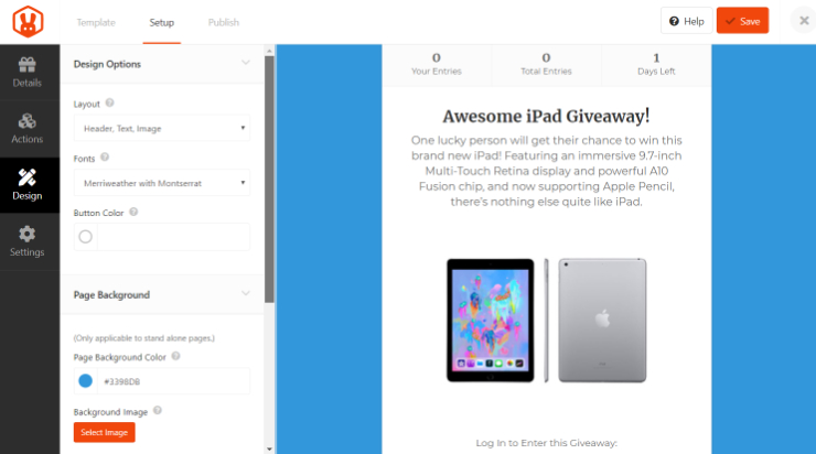 rafflepress-design-blue - IsItWP - Free WordPress Theme Detector customize-giveaway-design
