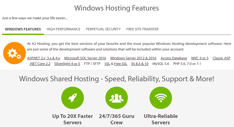 A2 Hosting - IsItWP - Detetor de temas WordPress gratuito windows hosting