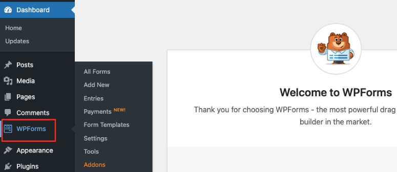 WPForms in wp admin - IsItWP - Free WordPress Theme Detector WPForms in wp admin